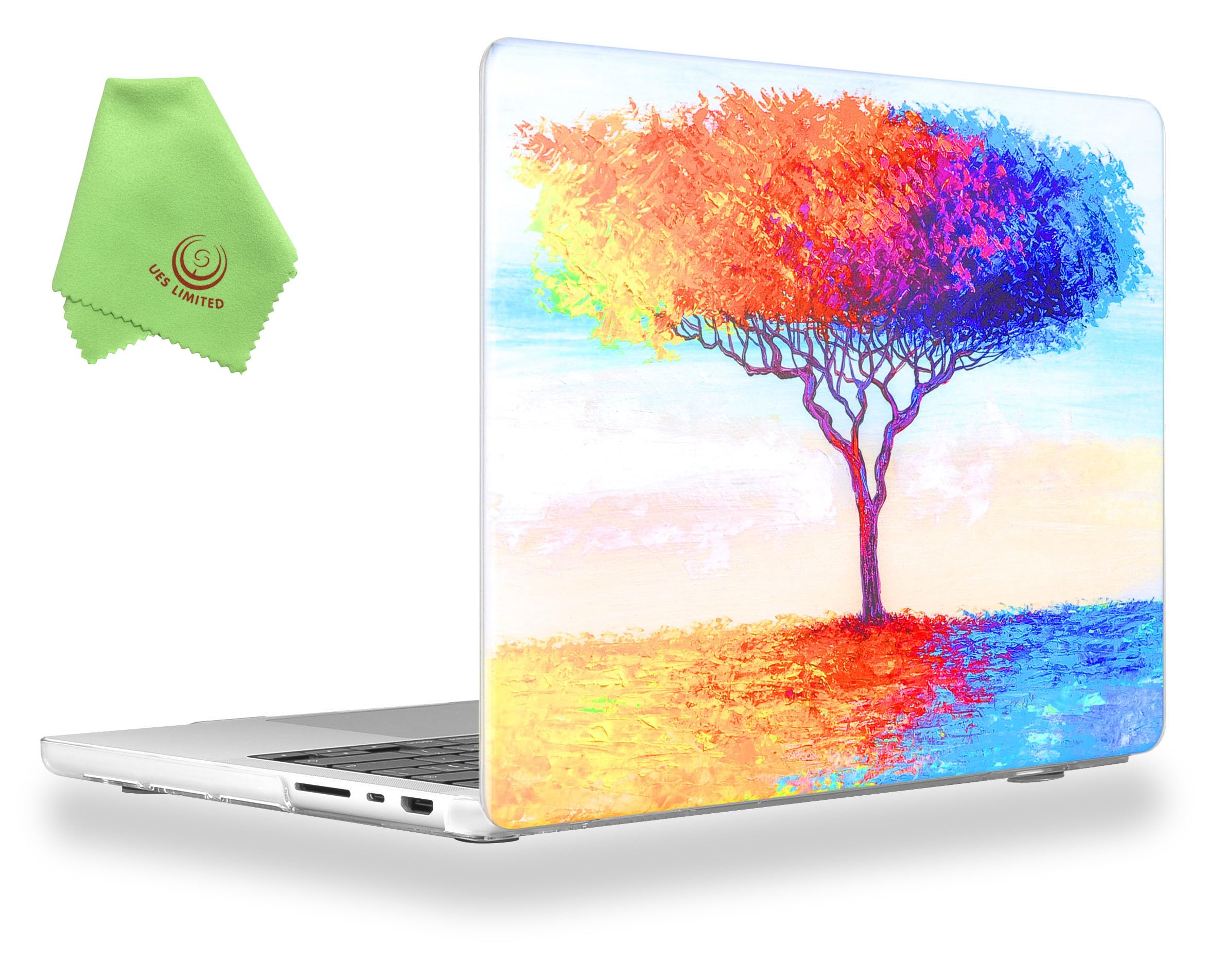 UESWILL Case Compatible with 2021-2026 MacBook Pro 14 inch M5 M4 M3 M2 M1 Pro Max chip, Creative Design Pattern Hard Shell Cover + Microfiber Cloth, Color Tree