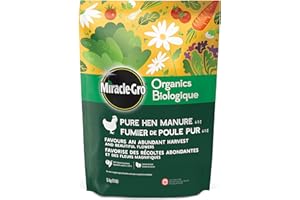 Miracle-Gro Organics Pure Hen Manure Fertilizer 3-1-2, 5kg | ECOCERT Organic All-Purpose Granules for Flowers, Veggies, Trees