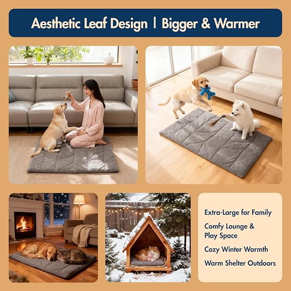 VAGASCAPE DOG PAD (31″X20″) – WATERPROOF MAT & PET BED FOR INDOOR AND OUTDOOR USE, CHEW RESISTANT CORD, MACHINE WASHABLE COVER WITH WHEAT PATTERN QUILTING, FOR CATS AND PETS