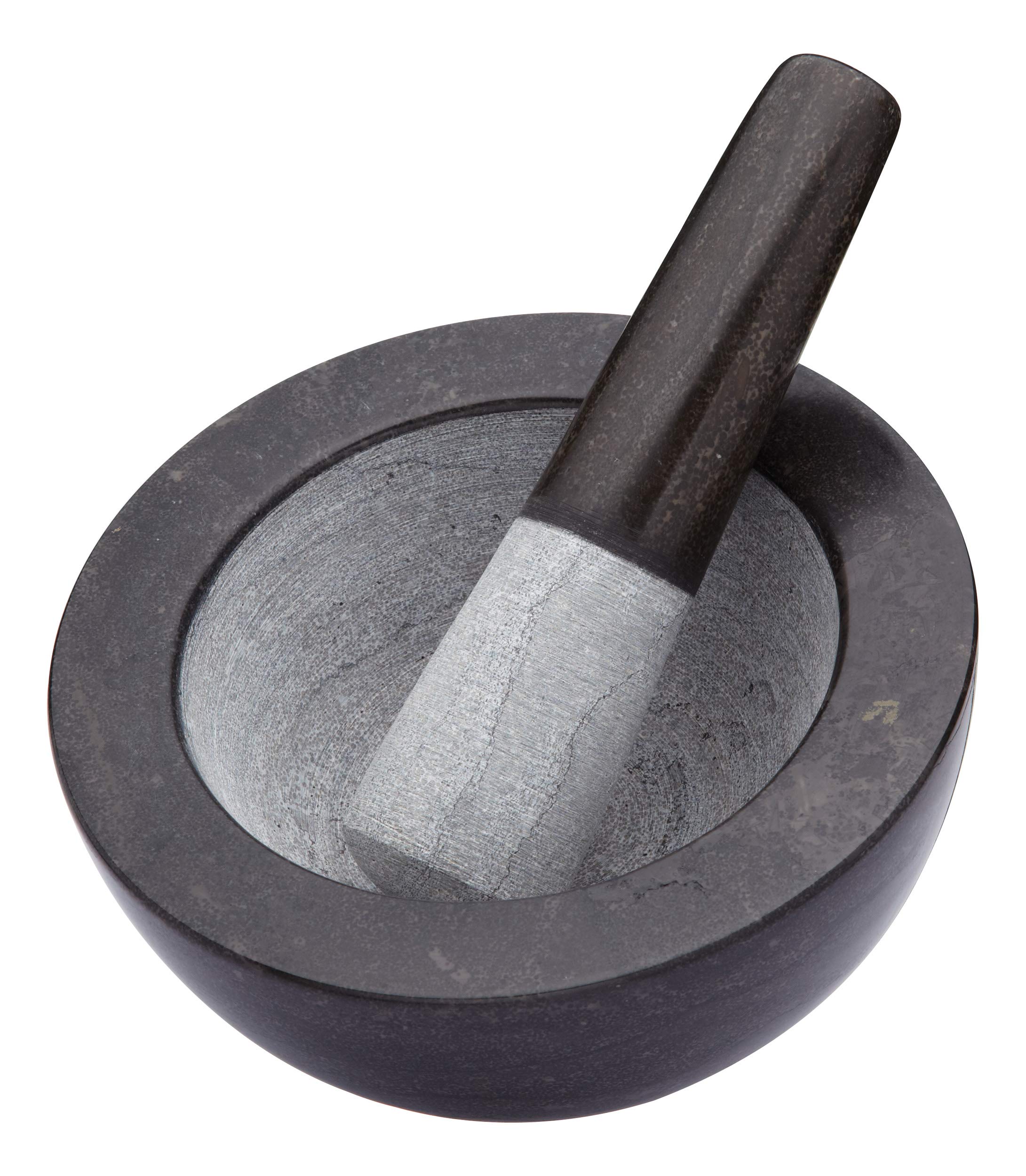 MasterClass Large Granite Pestle and Mortar, 20 x 12 cm (8" x 4.5") - Black / Grey