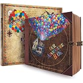 JIMBON Our Adventure Book Scrapbook Photo Album,Retro Style Embossed Letter Cover Travel Diary Journal Scrap Book Kit For Couples,Memory Book For Anniversary Wedding