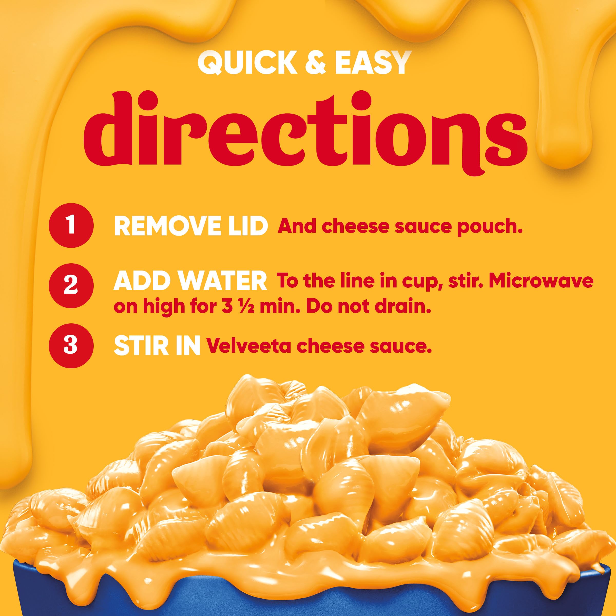 Velveeta Shells & Cheese Original Microwaveable Shell Pasta & Cheese Sauce, 4 ct Pack, 2.39 oz Cups