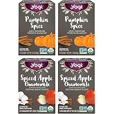 Yogi Fall Spice Variety Sampler Pack, 16 Tea Bags (4 Pack) | Limited Edition Caffeine-Free Herbal Sampler with Spiced Apple Chamomile and Pumpkin Spice Seasonal Blends