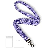 Lanyardio Stretchy Scrunchie Lanyard for ID Badges Keys, Cute Teacher Lanyard for Women with 2 Card Holders 19.6 Inch
