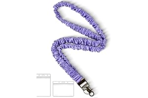 Lanyardio Stretchy Scrunchie Lanyard for ID Badges Keys, Cute Teacher Lanyard for Women with 2 Card Holders 19.6 Inch