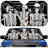 Funny Skull Car Windshield Sunshade for Big Cars, Skeleton Sun Visor Front Window Shield Cover UV Rays Protect Car Window Shades Foldable Windshield Sun Shade for SUV Truck Keep Vehicle Cool