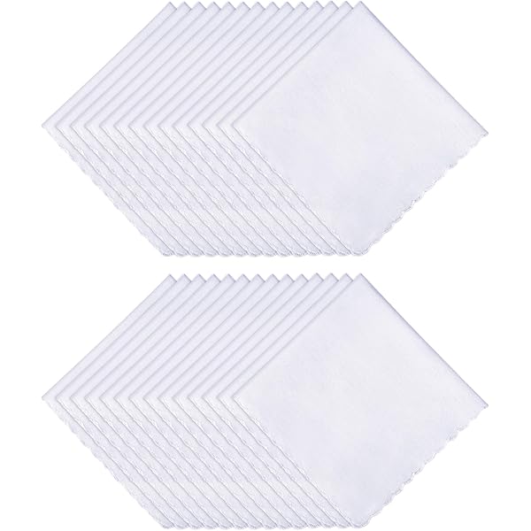 6-Pack Men's Handkerchiefs - Pure Cotton, White, 15.7x15.7 Inch, Large Pocket Squares For Suit
