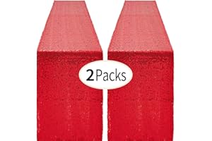 PUFOGU 2 Packs 12 x 72 inches Red Sequin Table Runner, Glitter Runner for Birthday Party Supplies Decorations Wedding Bachelorette Holiday Celebration Bridal Shower Baby Shower