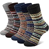 YSense 5 Pairs Mens Wool Socks Winter Warm Knit Causal Crew Socks for Men