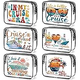 SEAOYOZO 6 Pcs Clear Cruise Makeup Bags Gifts, Cruise Essentials Beach Cosmetic Bag for Women, Cruise Ship Survival Kits, Travel PVC Waterproof Toiletry Bags for Girls Sister Daughter Nurse Teacher