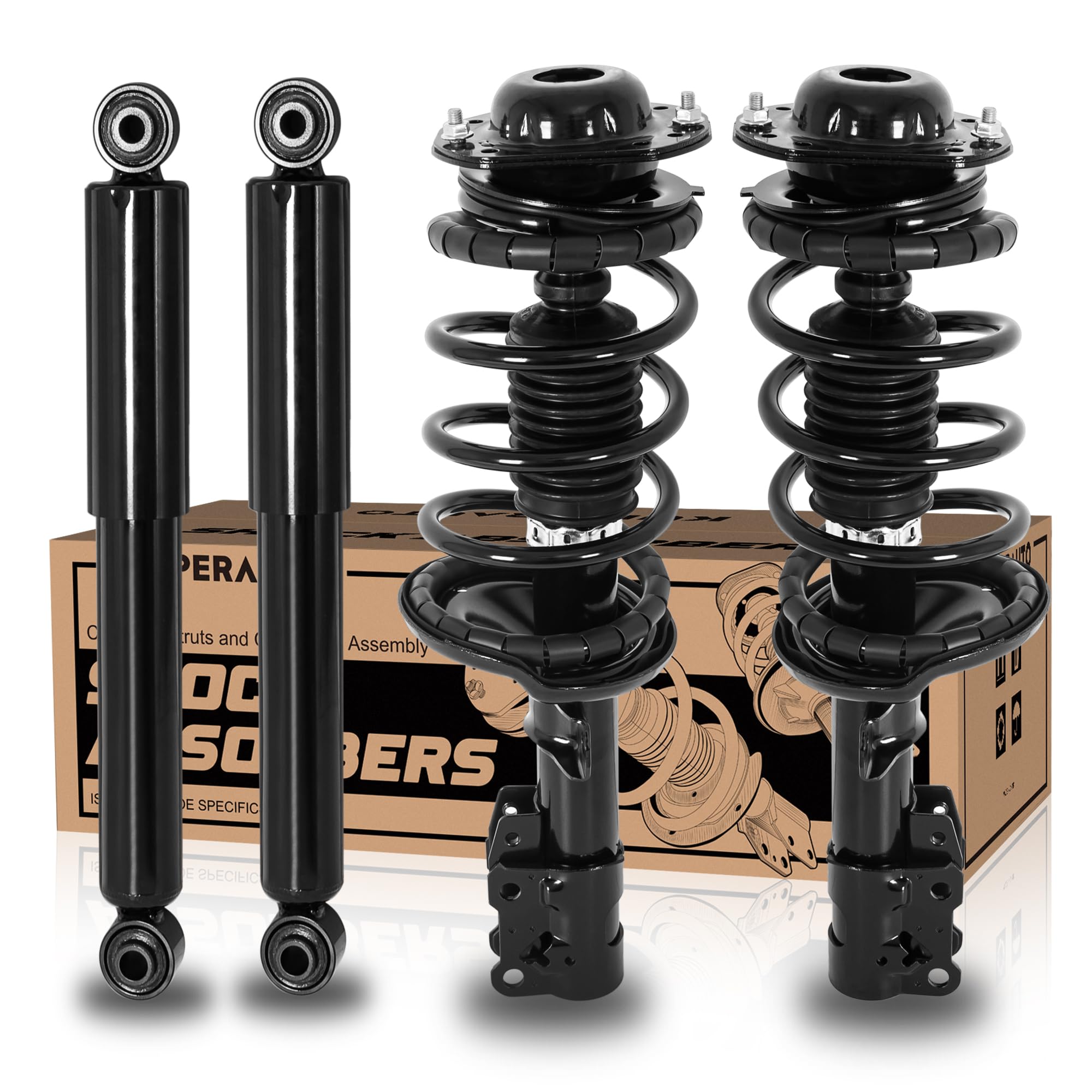 KUIPERAUTO 172179L 172179R 349043 Front Rear Struts Complete Assembly Compatible for 2005-2010 Chevy Cobalt Hhr / 2007-2009 Pontiac G5 4X Front Rear Left and Right Shocks Absorbers
