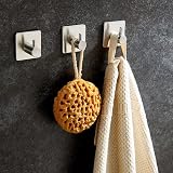 LYSLEDa 4 Pack Stainless Steel Stick on Hooks Rustproof Waterproof Heavy Duty view 3