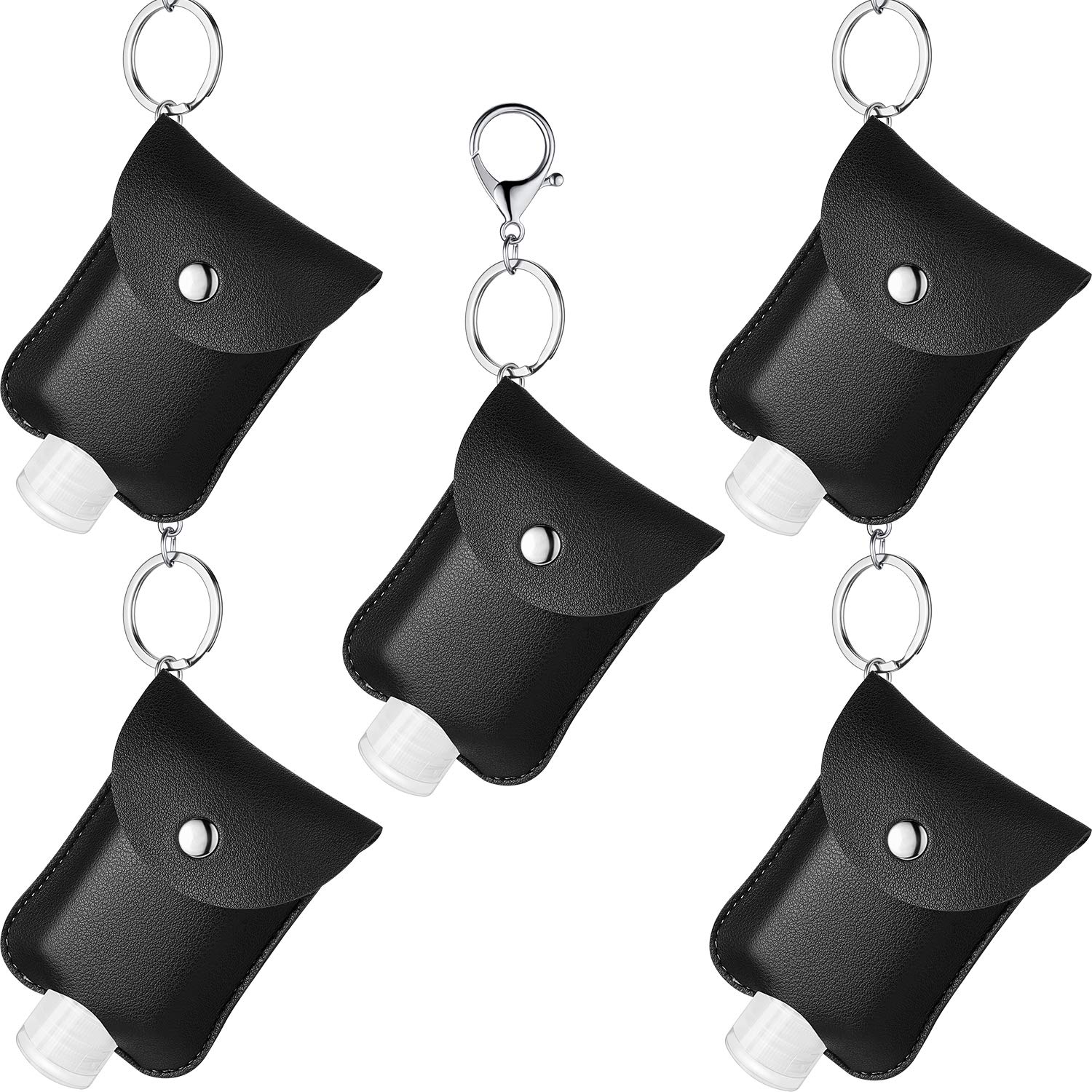 5 Pieces Travel Bottle Keychain Holders with 2 Ounce Empty