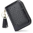 APHISON RFID Credit Card Holder Zipper Card Case Keychain Small Wallet for Women 1927 BLACK