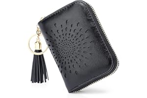 APHISON RFID Credit Card Holder Zipper Card Case Keychain Small Wallet for Women