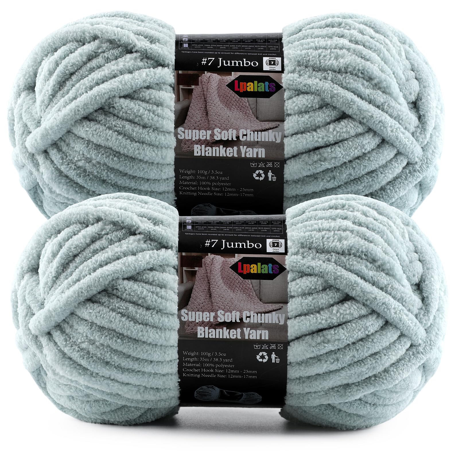 Photo 1 of *ONLY 1* 1pack Super Soft Chunky Yarn for Crocheting Blankets - 7oz/76.4yd Total, Thick & Plush Chenille Yarn for Quick Baby Projects, Amigurumi, Scarves, Light Gray