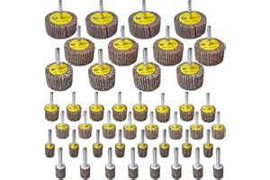 Tonmp 44 Pack 7 Size 80 Grit 1/4" Abrasive Flap Wheel Sander Set, Aluminum Oxide Flap Wheels Cylindrical Shape Sanding Wheel-1/4 Shank Fits All Drills