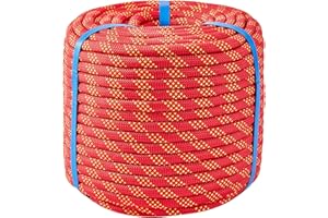 ERFEI 1/2 Inch 200ft Double Braided Polyester Arborist Rope, Heavy Duty Nylon Rope for Anchor, Tree Work, Cargo, Pulling, Sailing(Red)