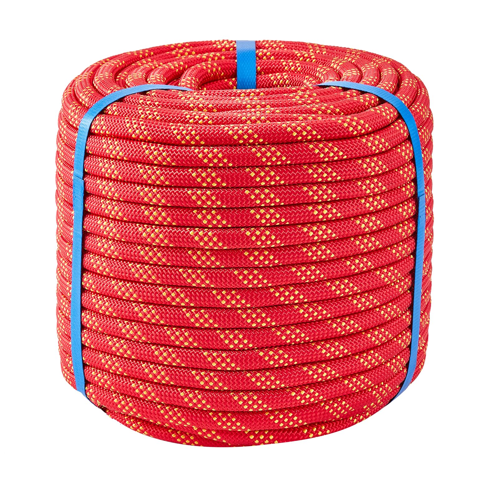 Photo 1 of 1/2 Inch 50ft Double Braided Polyester Arborist Rope, Heavy Duty Nylon Rope for Anchor, Tree Work, Cargo, Pulling, Sailing(Red)