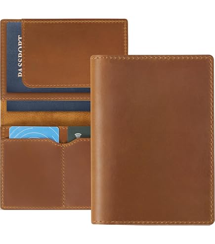 Banuce Top Grain Leather Passport Cover - Travel Wallet With Card Slots, ID Window, Ticket Pocket For Men & Women