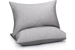HOMFINE Cooling Pillowcases Queen Size - Double Side Q-Max 0.439 Cooling Fiber for Pillow Protector, Breathable Cold Pillow Cover for Hot Sleeper Night Sweat, Hidden Zipper, 2 Pack (20"x30", Grey)