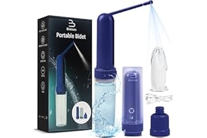 BIDEZO Portable Bidet for Travel with 180ml Bottle and Universal Adapter, 800mAh Battery for Upto 150 Uses on Full Charge with USB-C Cable, IPX7 Leakproof, 3 Pressure Modes Electric Travel Bidet