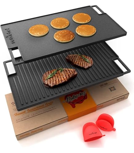 Winco IGD-2095 Grillplatte Aus Gusseisen – Schwarz Beschichtet, Für Professionelle & Private Küchen