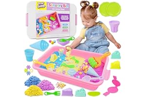 SMILESSKIDDO Sensory Bin - Baking & Ice Cream Making Set with 3.3lb Play Sand Kit, Waffle Cake Molds and Sand Tools, Ice Cream Toy Shop, Gifts for Girls & Boys