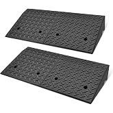 DNA Motoring 2pcs 6.3" Rise Rubber Curb Ramp Heavy Duty Loading Driveway Ramp Threshold Ramp 39 in L x 19.5 in W x 6.3 in H for Loading Dock, Warehouse, Motorcycles, Cars, TOOLS-00652X2