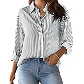LOMON Button Down Shirt for Women Spring Summer Tops Long Sleeve Business Dressy Casual Blouses Collared Work Outfits Clothes
