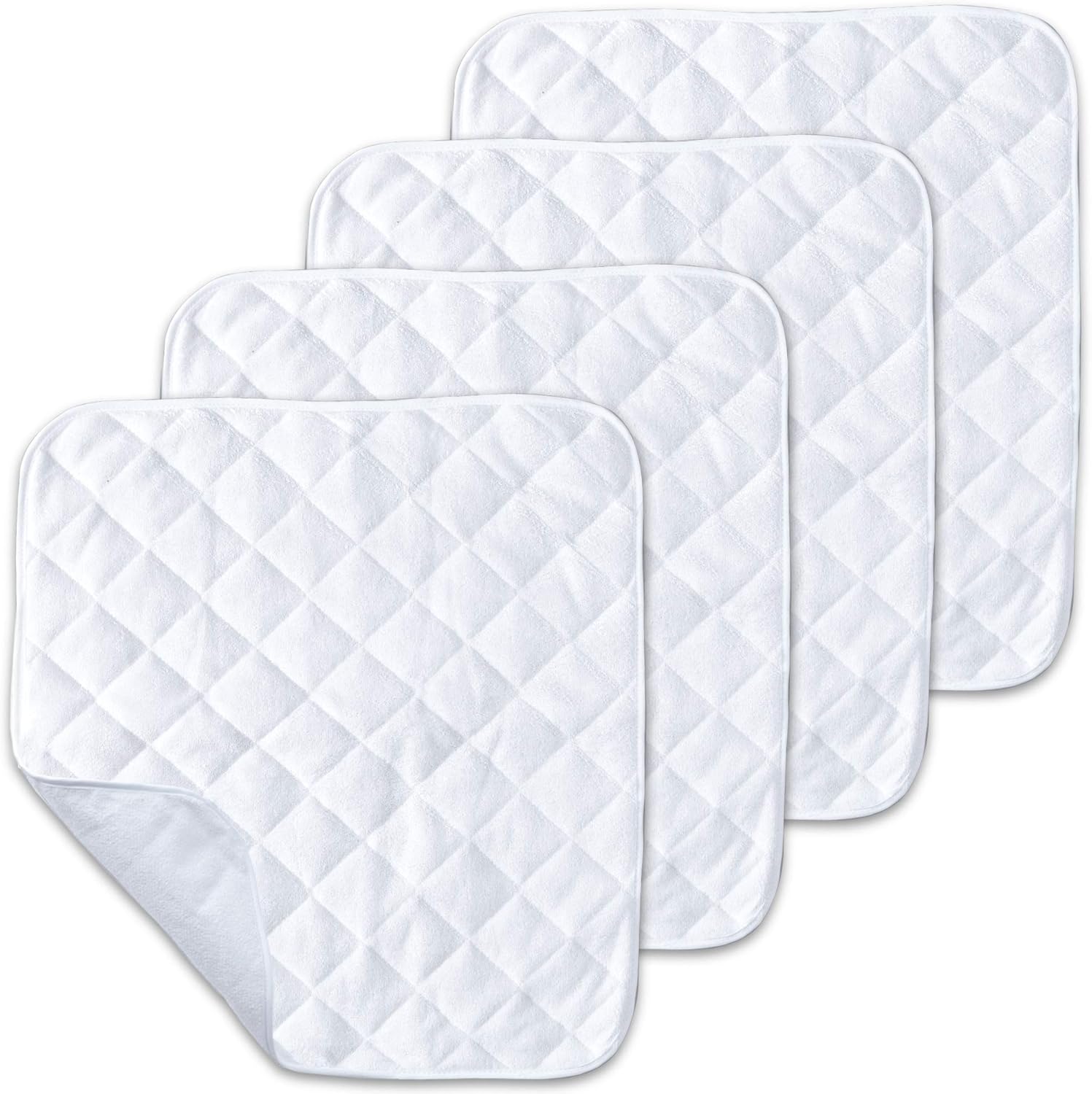 4 Pack Waterproof Bed Pads - Mattress and Chair Protective Covers - Non Slip, Washable, Breathable, Hypoallergenic, Terry Cloth - Baby, Bed Wetting, Elderly, Dogs - 18x20 in. - by X-Preferred: Health & Personal Care