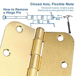 3 Pack Round Door Hinges 3-1/2" x 3.5 inch, 5/8