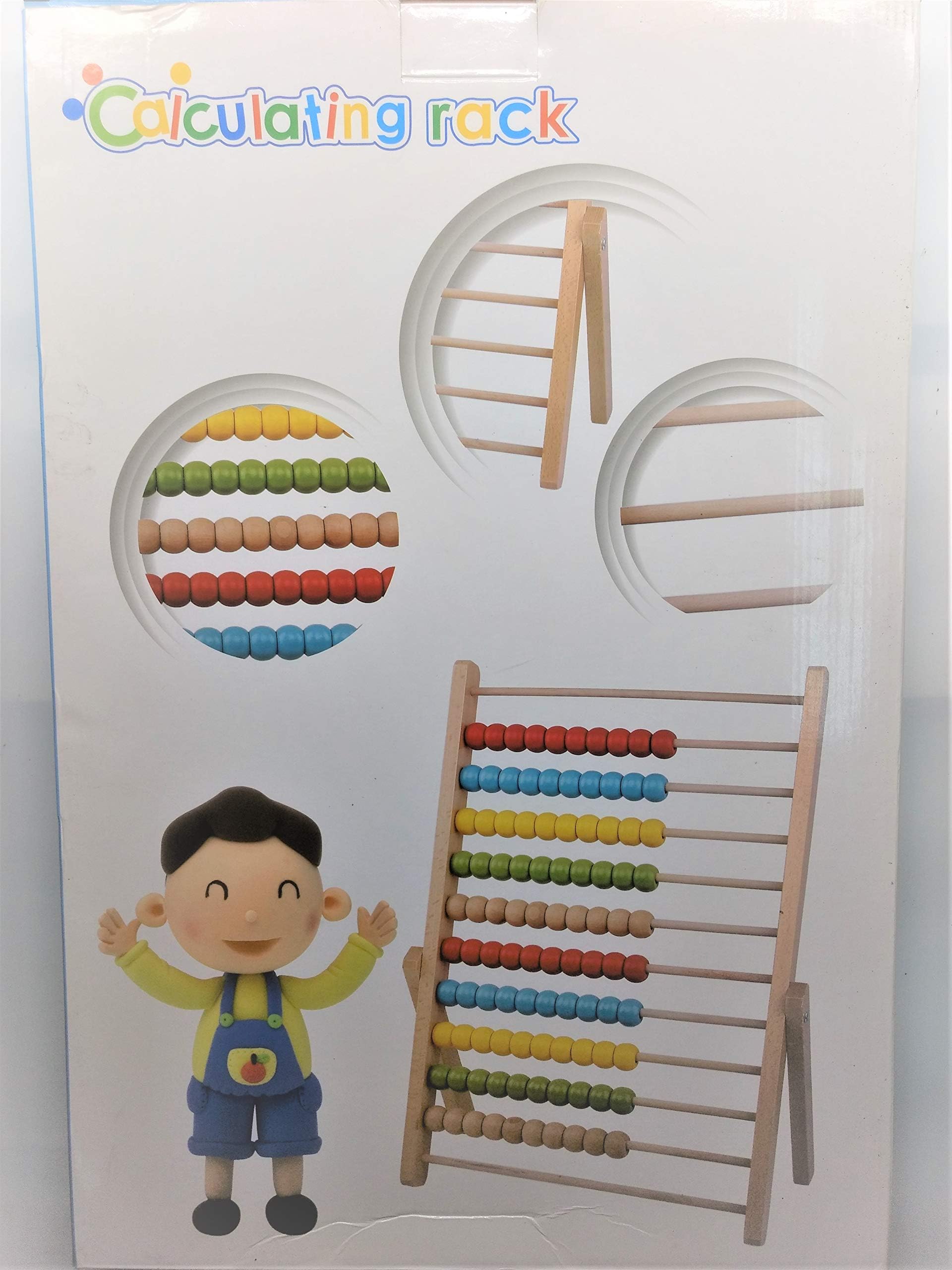 Grizzly Abacus Classic Wooden Toy Montessori Calculating Rack Baby Educational Toys(Developmental Toy, Brightly-Colored Wooden Beads, 8 Extension Activities) (Calculating Rack (Small))