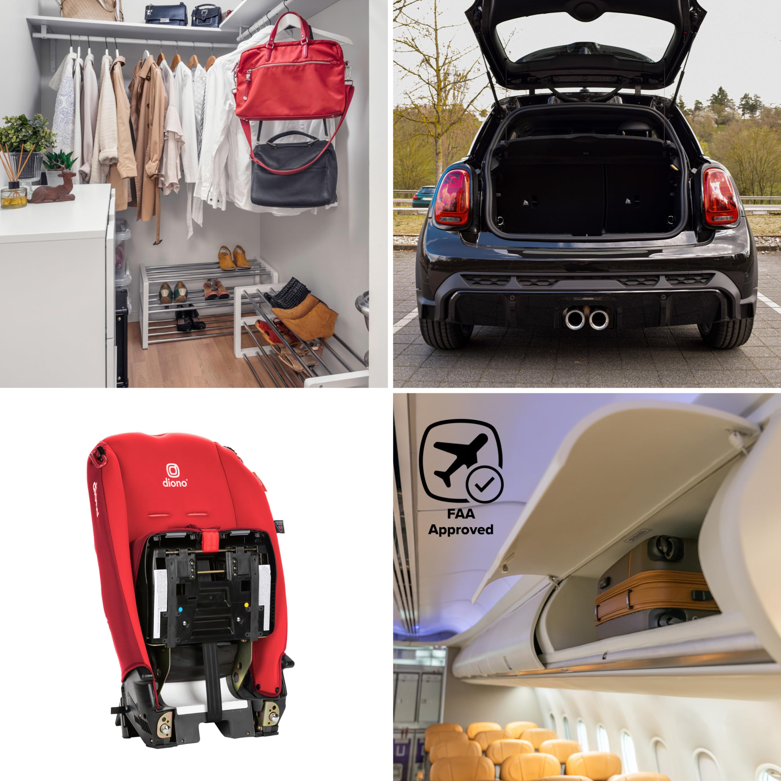 Diono Radian 3R, 3-in-1 Convertible Car Seat, Rear Facing & Forward Facing, 10 Years 1 Car Seat, Slim Fit 3 Across, Red Cherry