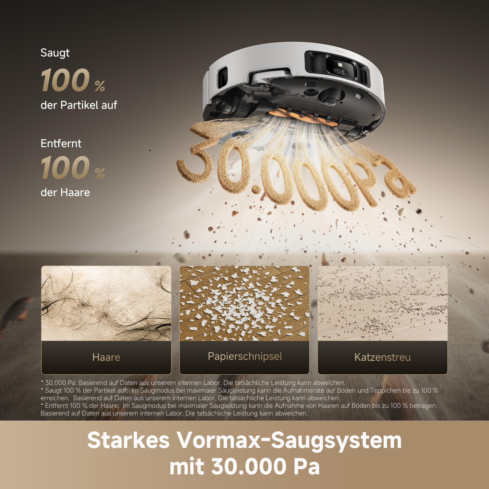 dreame Matrix10 Ultra Saugroboter mit Wischfunktion, Mopp-Wechsel/Selbstreinigung, 8 cm Hindernisfreiheit, 30.000Pa, Autom. Entleerung/Nachfüllung, kein Verheddern, Sprachsteuerung