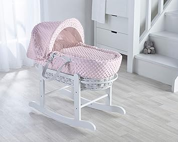 moses basket pink with stand