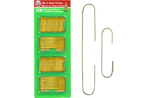 R N' D Toys R’ND’s 300 Pack Ornament Hooks Christmas Tree Decorating Hangers- Metal Wire Ornament Hooks for Christmas Tree Decoration Hanging (Gold)