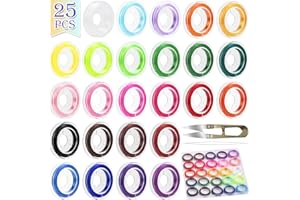 XSEINO 25 Roll 0.8mm Flat Elastic String Cord, 25 Color High Stretch Beading Elastic String for Bracelets Necklace Jewelry Making, Stretchy Thread Cord for Clay Beads, Crystal & Pony Beads