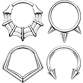 TRBR 4 Pcs Septum Ring Surgical Steel Daith Piercing Jewelry Set, Silver Goth Septum Jewelry for Septum Piercing, Punk Septum Clicker Daith Earring, 16G 8mm