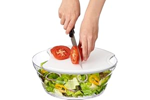 Prodyne Acrylic TOP CHOP Salad Prep and Serve Set, 5 quarts, 12" x 9 3/4" x 5", Clear