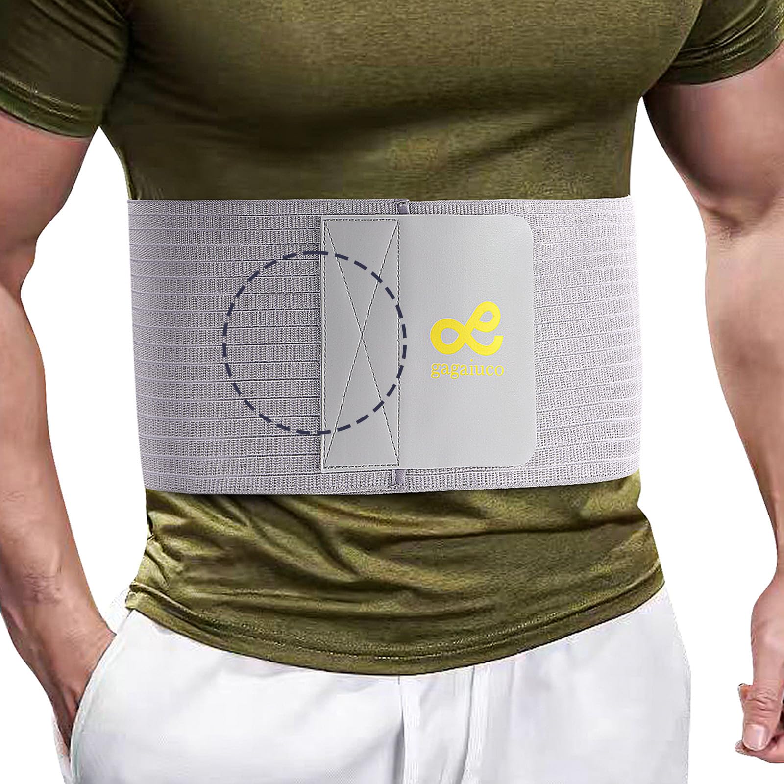 Umbilical hernia belt for men/women. Hernia support for men with compression pad. Hernia belt for women - abdominal binder post surgery/prevention aid: ventral, epigastric and belly button-L