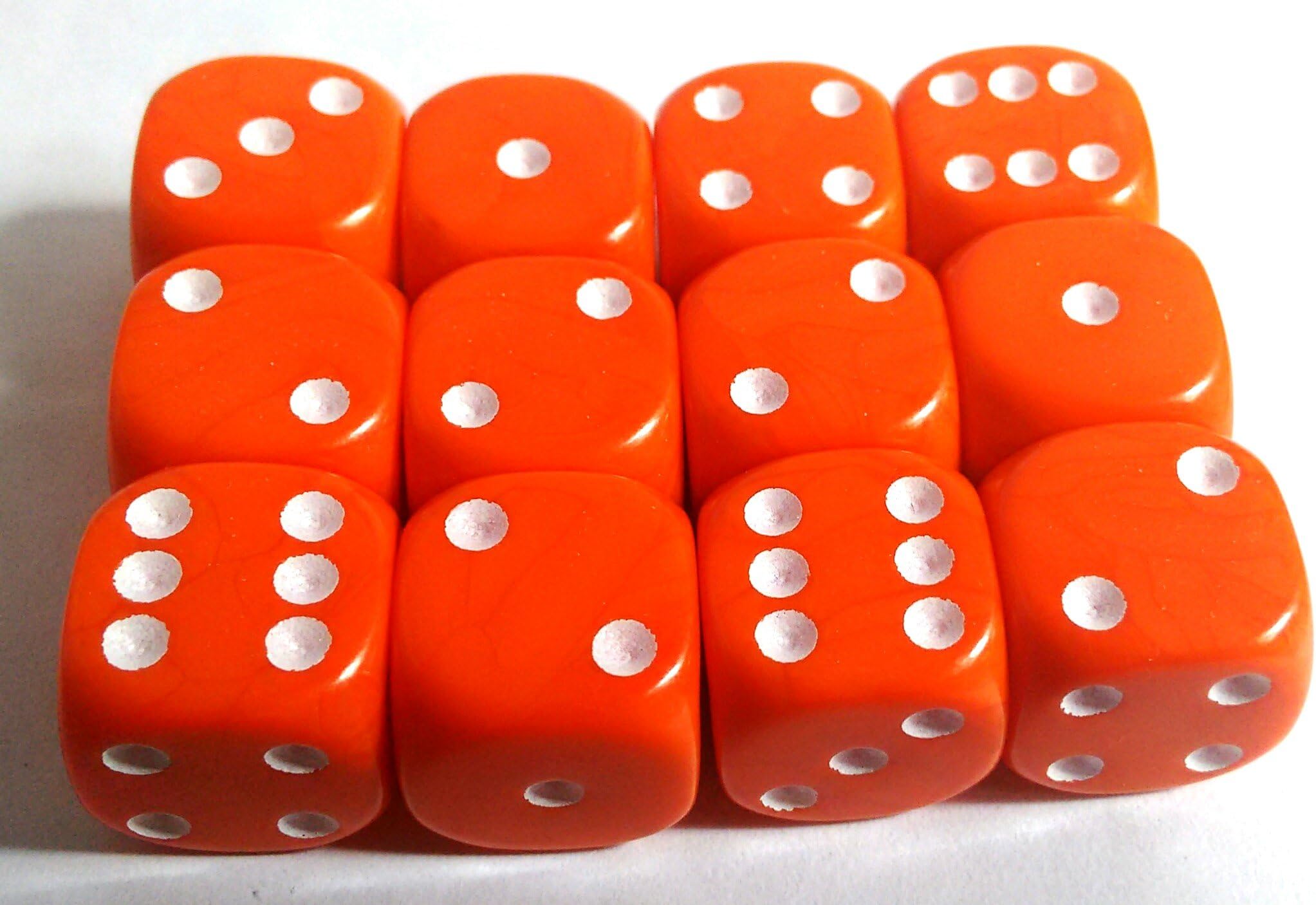 Orange 16mm D6 Opaque x12 Dice