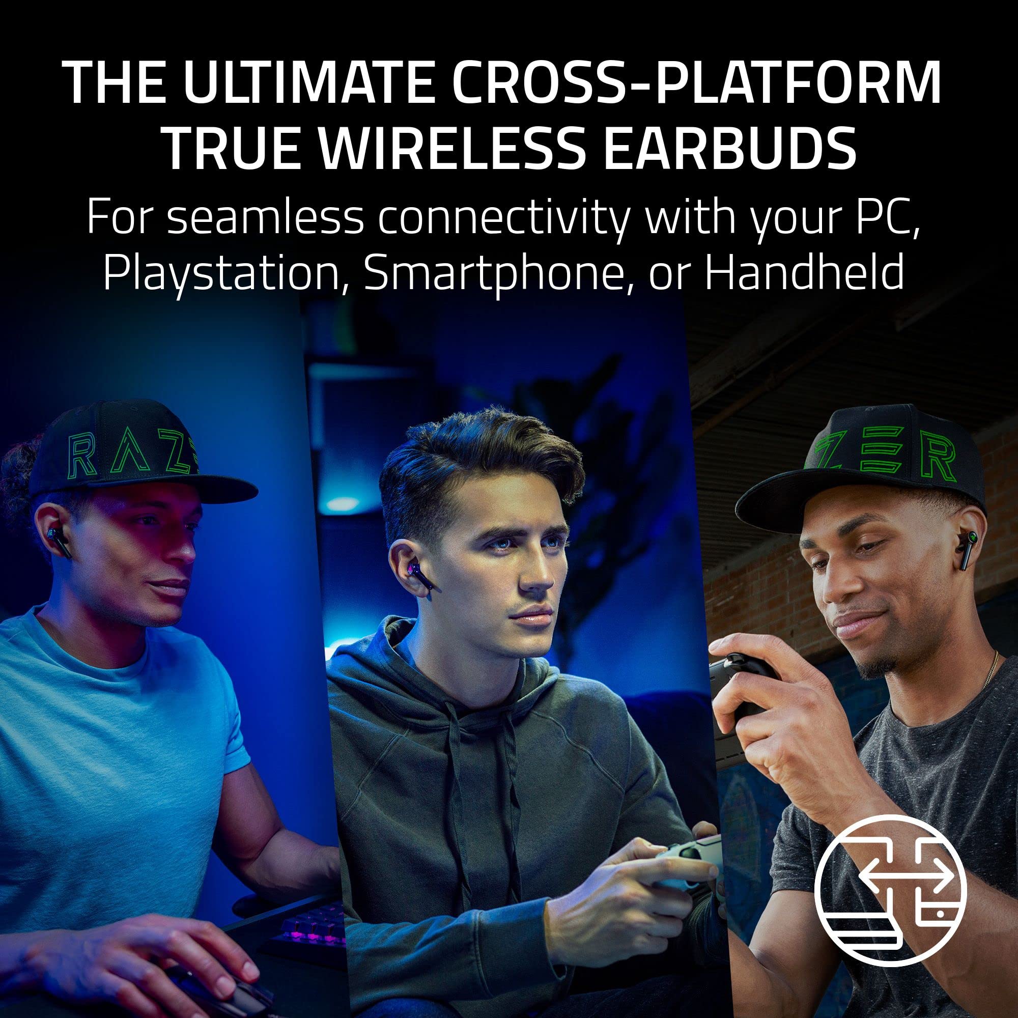 NEW Razer Hammerhead Pro HyperSpeed Wireless Gaming Earbuds for PC, PlayStation, Switch, Mobile: Adjustable ANC - Fast Wireless Charging Case - 30 Hr Battery - Bluetooth 5.3 - Chroma RGB - Black