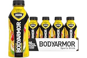BODYARMOR Sports Drink Sports Beverage, Tropical Punch, Coconut Water Hydration, Natural Flavors With Vitamins, Potassium-Packed Electrolytes, Perfect For Athletes, 16 Fl Oz (Pack of 12)