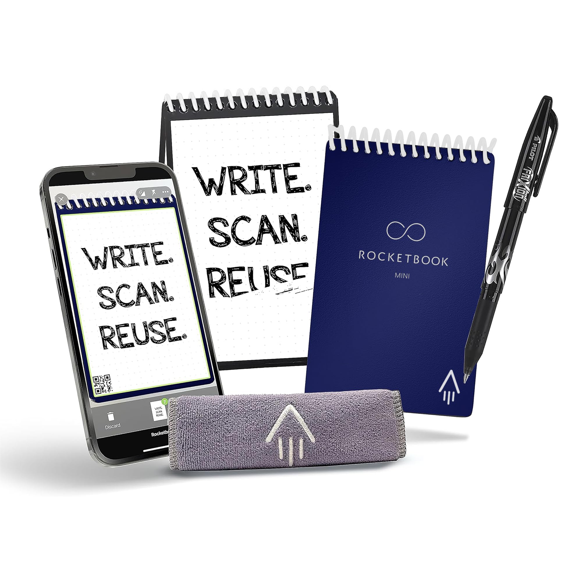 Photo 1 of Rocketbook Smart Reusable Notebook, Mini Spiral Notebook, Midnight Blue, (3.5" x 5.5")