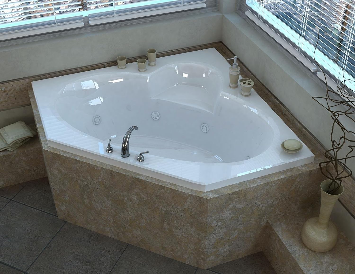 Spa World Venzi Vz6060swr Ambra Corner Whirlpool Bathtub