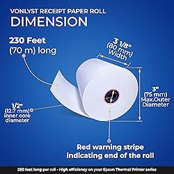 Vonlyst 3 1/8 x 230 Thermal Paper Receipt Roll for
