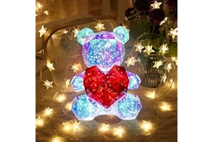 XYSAIXUAN LED Bear Night Light, Glowing Bear Light Red Heart Night Light for Her,Christmas Gifts Kids Presents for Girlfriend Mom Kids Birthday Anniversary,Bear Lamp for Nursery Decor (Bear with Heart)
