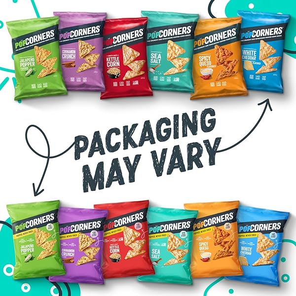 POPCORNERS POPPED CORN CHIPS, 7 FLAVOR VARIETY SNACK PACK, 1 OZ BAGS, (20 PACK), GLUTEN FREE, NO ARTIFICIAL COLORS, NO ARTIFICIAL FLAVORS
