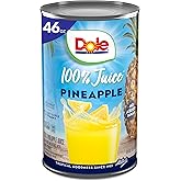 Dole 100% Pineapple Juice, No Added Sugar, Excellent Source of Vitamin C, 100% Fruit Juice, 46 Fl Oz Can, Packaging May Vary